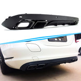 Diffusor + Schwarz Auspuffblenden für Mercedes Benz C-Klasse W205 Serienstoßstange Avantgarde 2014-2021 di21